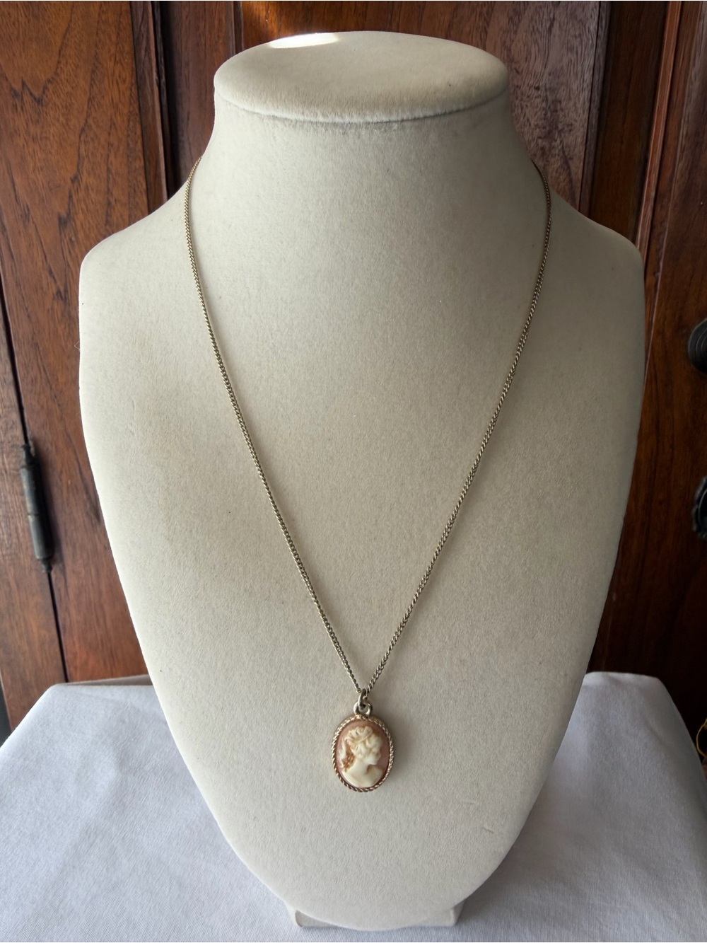 Accessorize Cameo Pendant Necklace Vintage Style Gold Tone Adjustable
